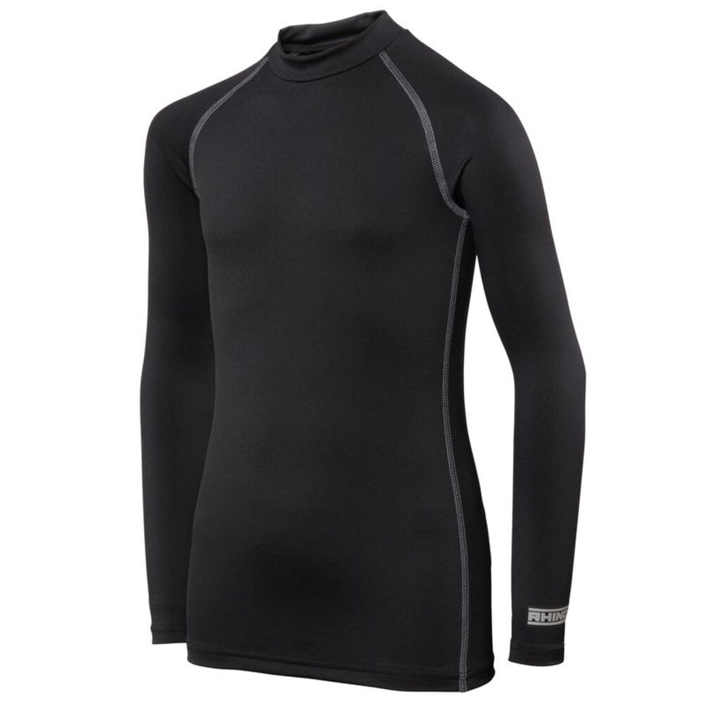 Rhino Childrens Big Boys Long Sleeve Thermal Underwear Base Layer Vest Top / Bla